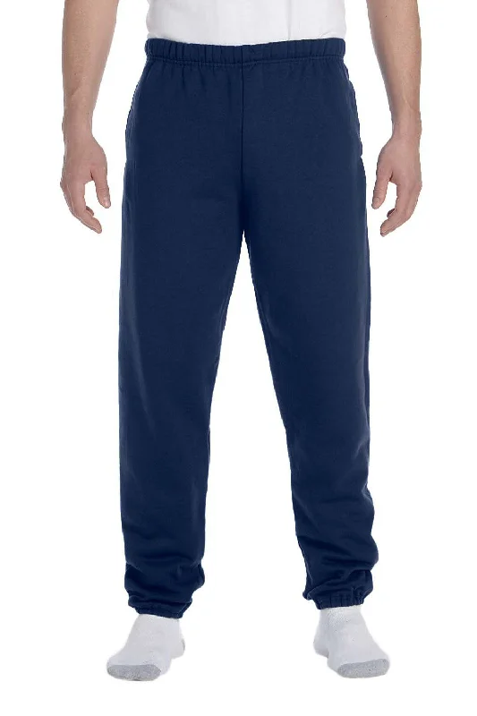 Jerzees Mens Super Sweats NuBlend Pill Resistant Fleece Sweatpants w/ Pockets - Navy Blue