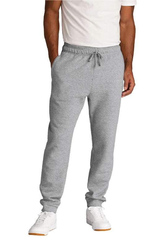 Port & Company Mens Core Fleece Jogger Sweatpants w/ Pockets - Heather Grey